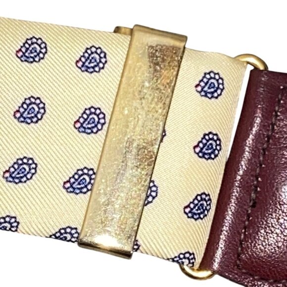 Trafalgar Cream & Burgundy Men's Suspenders With Floral Pattern & Leather points - Picture 5 of 6